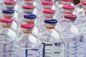 Clear glass bottles containing medicine